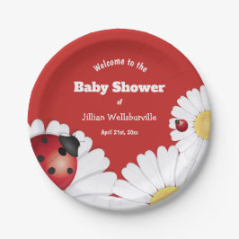 Ladybug Red White Blume Babyduschpapier Pappteller