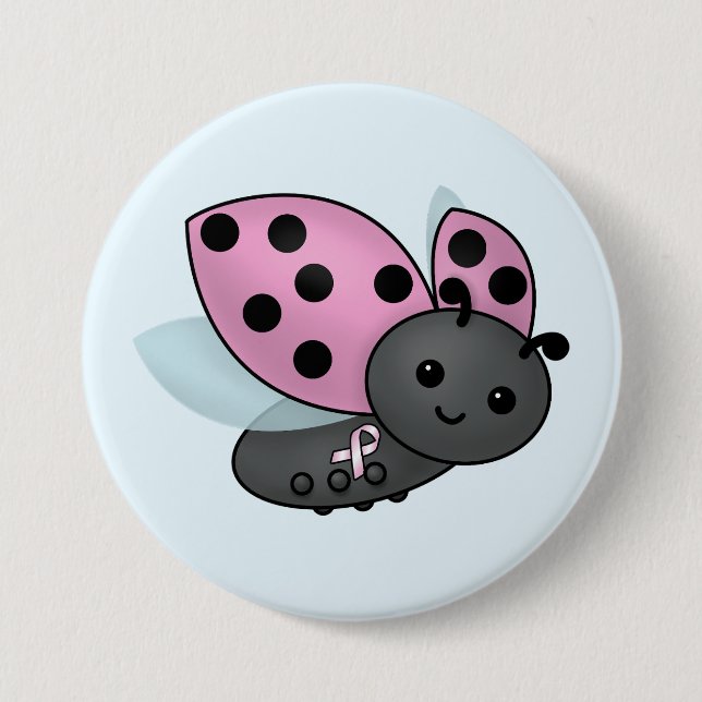 Ladybug rosa Awareness Ribbon Button (Vorderseite)