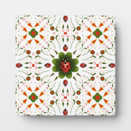 Ladybug, rot, grün und weiß fotoplatte