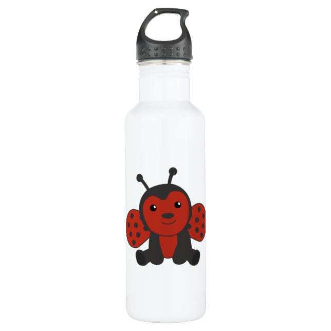 Ladybug Rote Niedliche Tiere für Kinder Edelstahlflasche (Vorderseite)