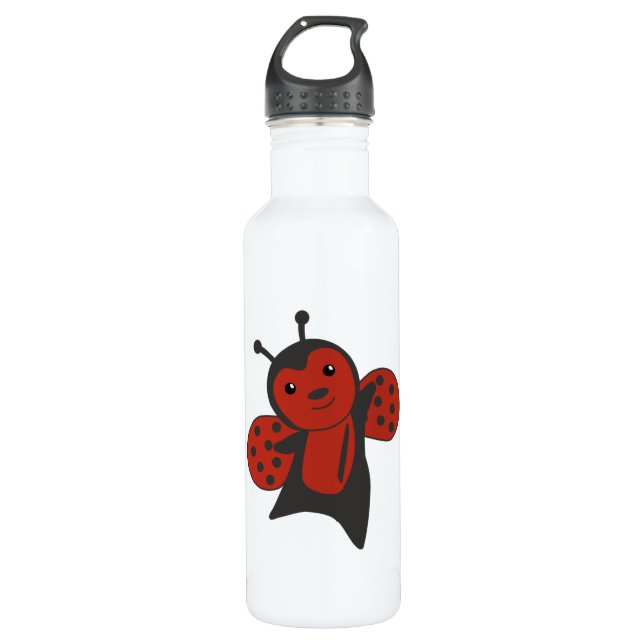 Ladybug Rote Niedliche Tiere für Kinder Edelstahlflasche (Vorderseite)