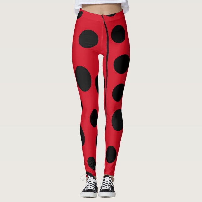 Ladybug Rote und Schwarze Spots Leggings (Vorderseite)