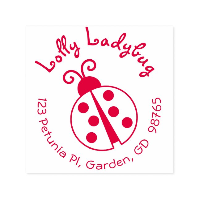 Ladybug Rücksendeadresse Briefmarke Runde Selbstfä Permastempel (Design)