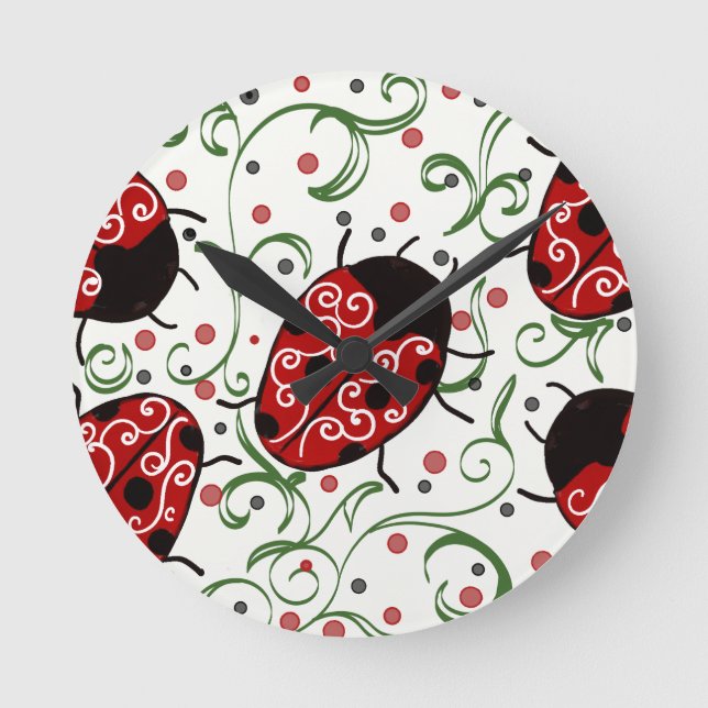 Ladybug Runde Wanduhr (Vorderseite)
