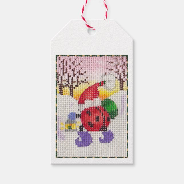 Ladybug Santa Geschenkmarke Geschenkanhänger (Vorderseite)