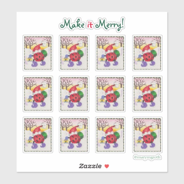 Ladybug Santa Stickers Aufkleber (Blatt)