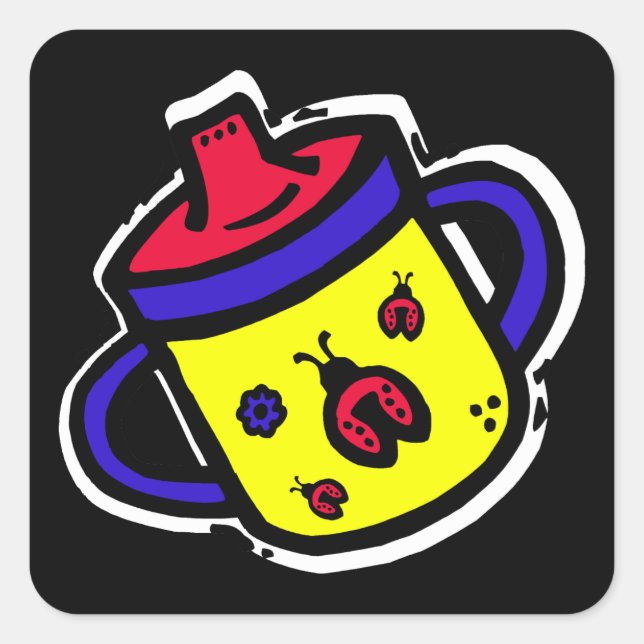 Ladybug-Schlangenbecher Quadratischer Aufkleber (Vorderseite)