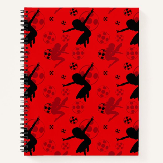 Ladybug Silhouette Red Pattern Notizbuch (Vorderseite)