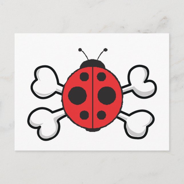 Ladybug Skull und Crossbones Postkarte (Vorderseite)