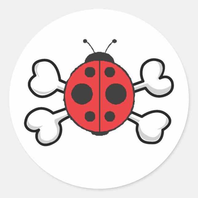 Ladybug Skull und Crossbones Runder Aufkleber (Vorderseite)
