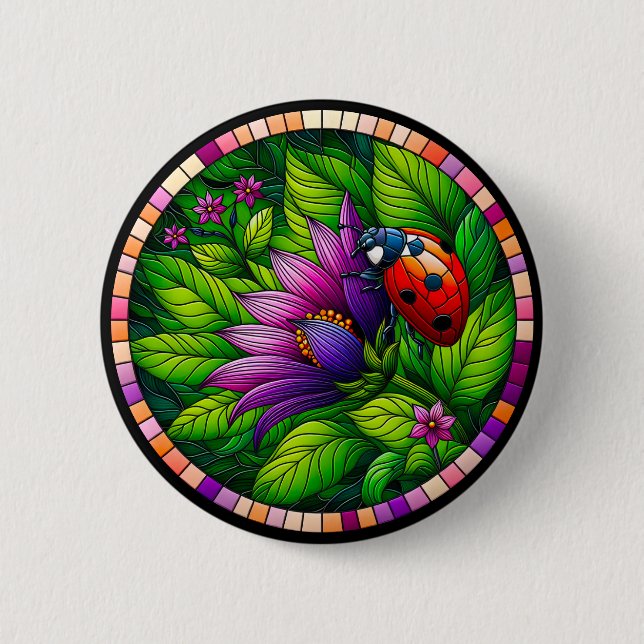 Ladybug Stains Glass Button (Vorderseite)
