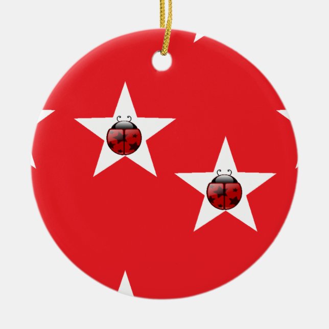 Ladybug stars keramik ornament (Vorne)