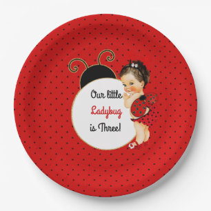 Ladybug Theme Baby Girl Red & Black Pappteller