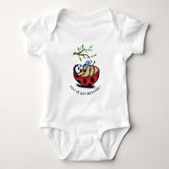 Ladybug Tippen Nachricht Funny Baby Bodysuit Strampler (Vorderseite)