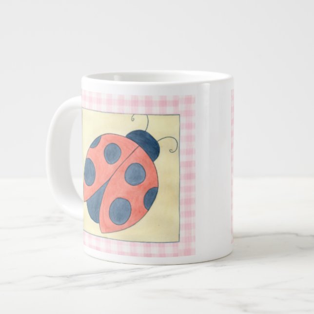 Ladybug Trio Landung auf Blume Jumbo-Tasse (Vorderseite Links)