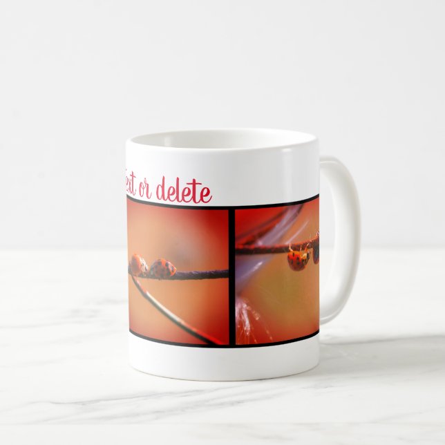 Ladybug Trio Naturofotografie Personalisiert Kaffeetasse (VorderseiteRechts)