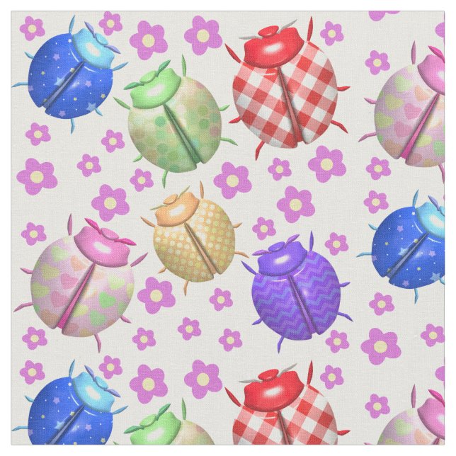 Ladybug und Blume Kinder Kinder Kinderzimmer Stoff (Nahaufnahme)