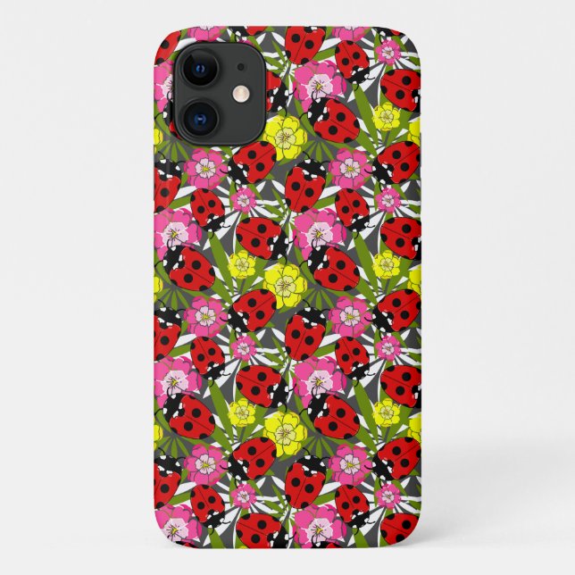 Ladybug und Blume Naturdruck Case-Mate iPhone Hülle (Rückseite)