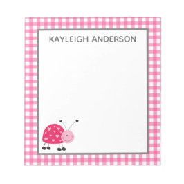Ladybug und Pink Gingham Notepad Notizblock