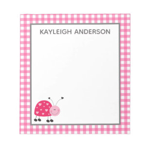 Ladybug und Pink Gingham Notepad Notizblock