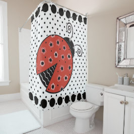 Ladybug und Polka-Dotduschvorhang Duschvorhang