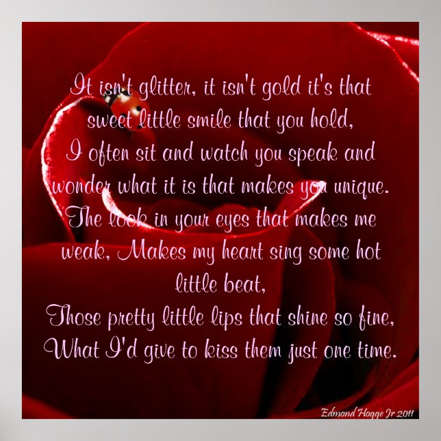 Ladybug und Rose mit Gedicht Poster (Vorne)