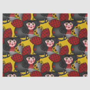 Ladybug und Sunflowers-Diagonal-Yellow-1- Seidenpapier