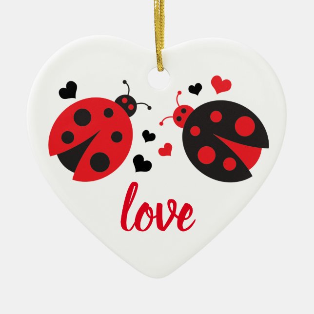 Ladybug Valentine Liebe Herzstück Keramikornament (Vorne)