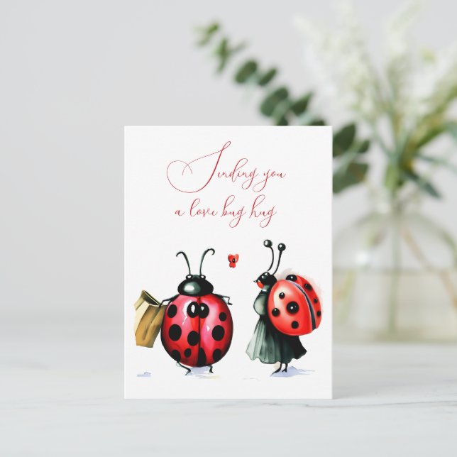 Ladybug Valentine's Day Card Postkarte (Stehend Vorderseite)