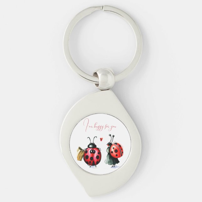 Ladybug Valentine's Day Card Schlüsselanhänger (Vorderseite)