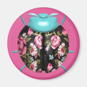 Ladybug viktorianisches Blumenchintz Magnet