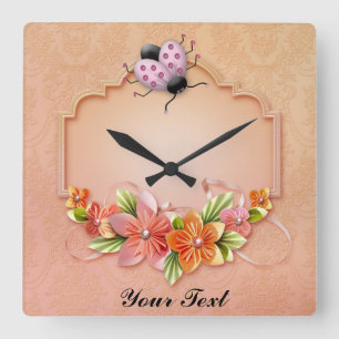 Ladybug Wallclock Quadratische Wanduhr