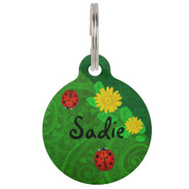 Ladybug Whimsey 3D Folk Art PETS NAME Haustiermarke