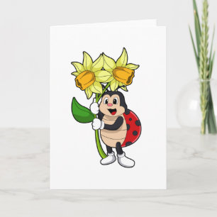 Ladybug with Flower Daffodil Karte