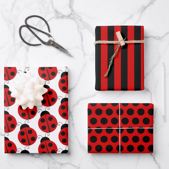 Ladybug Wrapping Paper Set Geschenkpapier Set (Vorderseite)