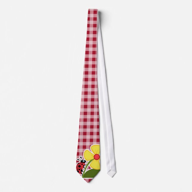 Ladybug zu Carmine Red Gingham Krawatte (Vorderseite)