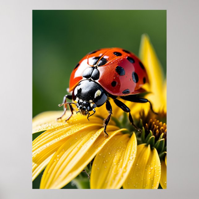 Ladybug zur Makrofotografie von Sonnenblumen Poster (Vorne)