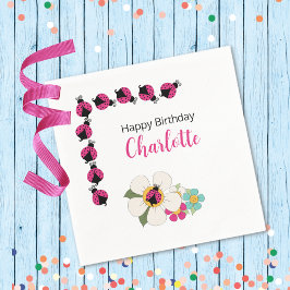 Ladybugs and Blume Geburtstagsparty Serviette