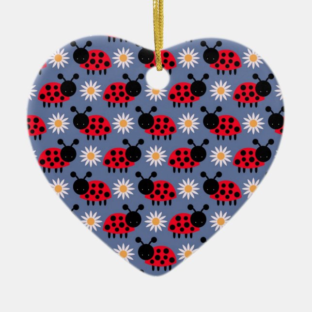 Ladybugs and Daisies Pattern Keramik Ornament (Vorne)