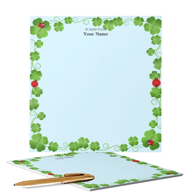 Ladybugs and Four_Leaf Clovers Simple Notizblock (Von Creator hochgeladen)