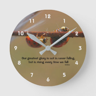 Ladybugs Attitude Inspirational Confucius Quote Runde Wanduhr