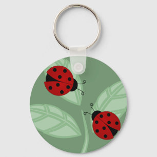 Ladybugs auf Blätter Schlüsselanhänger