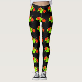 Ladybugs auf Kleeblatt Pattern Schwarze Leggings
