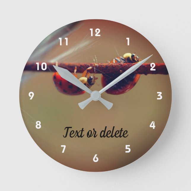 Ladybugs Balancing Nah Up Personalisiert Runde Wanduhr (Vorderseite)