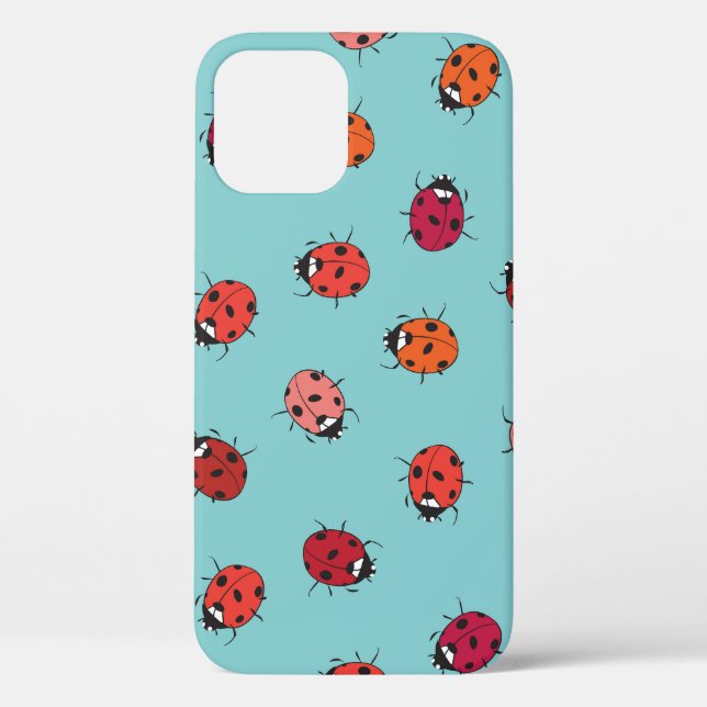 Ladybugs, blauer Hintergrund, bezauberndes, nahtlo Case-Mate iPhone Hülle (Rückseite)