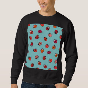 Ladybugs, blauer Hintergrund, bezauberndes, nahtlo Sweatshirt