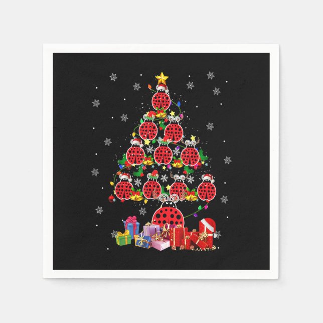 Ladybugs Christmas Tree Funny Santa ELF Ladybug Lo Serviette (Vorderseite)