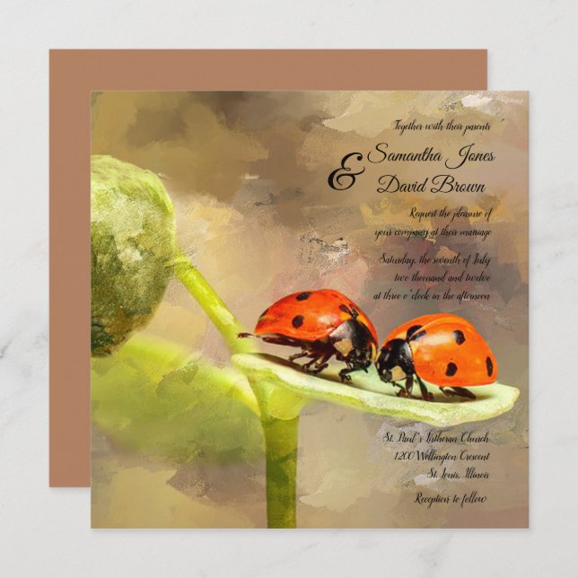 Ladybugs Custom Hochzeit Einladung (Vorne/Hinten)