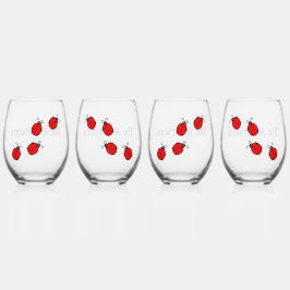 Ladybugs Design Wine Glass Set Weinglas Ohne Stiel