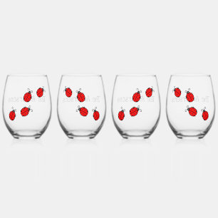 Ladybugs Design Wine Glass Set Weinglas Ohne Stiel